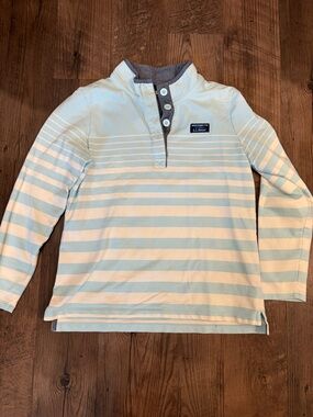 L.L. Bean Light Blue & White Striped Long-Sleeve pullover